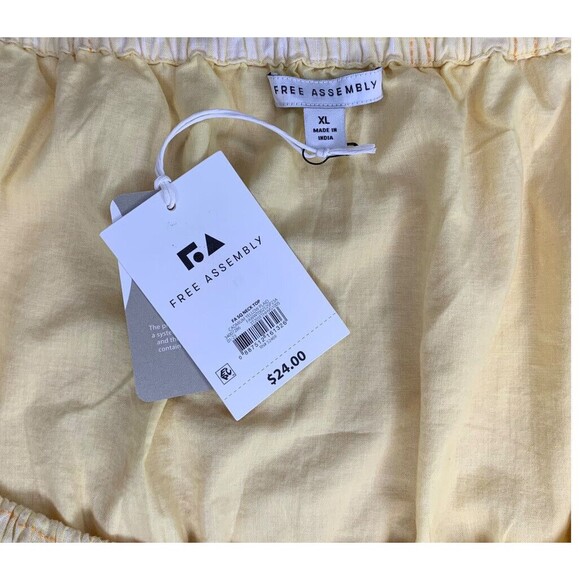 Free Assembly 3/4 Sleeve Square Neck Top Peplum Hem Cadmium Yellow Plaid Size XL - Picture 7 of 14